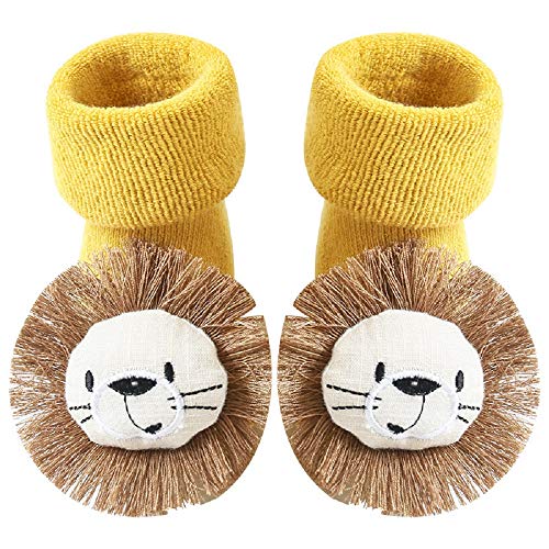 MEIQING 1 Pair Lion Design Unisex Baby Toddler Grip Socks Floor Socks Anti Slip Socks (0-12Month)