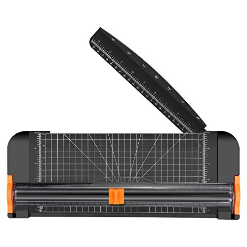 Paper Cutter, 12 Inch Guillotine Paper Trimmer a4 with Automatic Security Safeguard and Side Ruler for Coupon, Craft Paper and Photos (Black)