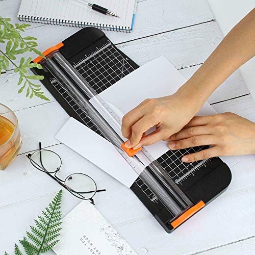 Paper Cutter, 12 Inch Guillotine Paper Trimmer a4 with Automatic Security Safeguard and Side Ruler for Coupon, Craft Paper and Photos (Black)