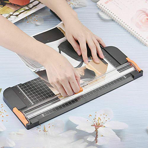 Paper Cutter, 12 Inch Guillotine Paper Trimmer a4 with Automatic Security Safeguard and Side Ruler for Coupon, Craft Paper and Photos (Black)