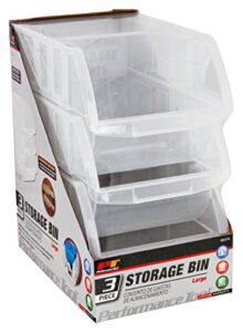 performance tool w5174 clear plastic multipurpose parts bin for toys/parts/legos/sewing & more (large stacking)