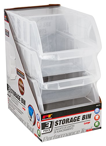 Performance Tool W5174 Clear Plastic Multipurpose Parts Bin for Toys/Parts/Legos/Sewing & More (Large Stacking)