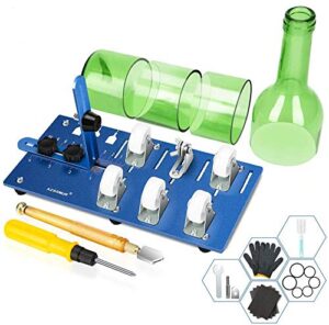 glass bottle cutter upgraded bottle cutting machine for cutting round, oval bottles, home craft diy glass cutter bundle tools for cutting wine, beer, whiskey, champagne – complete accessories tool kit