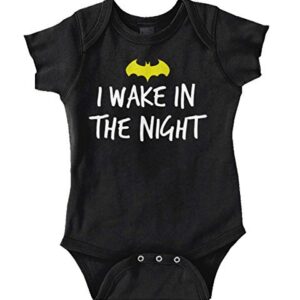 Brisco Brands I Wake in the Night Superhero Bat Baby Romper Boys or Girls