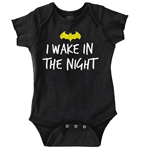 Brisco Brands I Wake in the Night Superhero Bat Baby Romper Boys or Girls