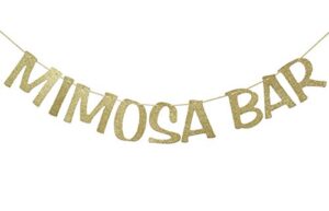mimosa bar sign banner gold glitter decorations for bridal shower champagne brunch baby shower wedding engagement birthday party graduation fiesta