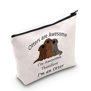 jniap funny otter cosmetic bag otter lover gift otters are awesome i’m awesome therefore i’m an otter makeup zipper bag (otters bag)
