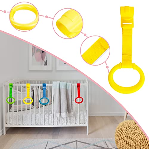 4 Pieces Baby Crib Pull Ring Baby Stand Up Walker Tool Ring Baby Bed Stand Up Rings Walking Assistant Toddler Activity Kids Walking Training Tool