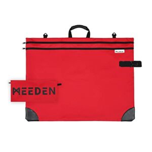 MEEDEN Studio Art Portfolio Case 20" X 26" Water-proof with Double Compartments, 600D Oxford Art Portfolio Bag, Portfolio Folder for Artwork, Canvas, Photography, Poster, Red, Hold up to 22 Lbs