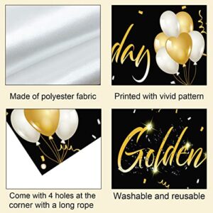 Labakita Large Happy Golden Birthday Banner, Golden Birthday Party Banner, 5th, 21st, 24th, 25th, 28th, 30th, 50th 60th Birthday Decorations Supplies