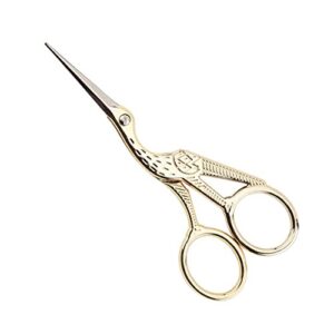 bihrtc 4.5″ stainless steel sharp tip classic stork scissors crane design sewing scissors diy tools dressmaker shears scissors for embroidery, craft, needle work, art work & everyday use (gold)