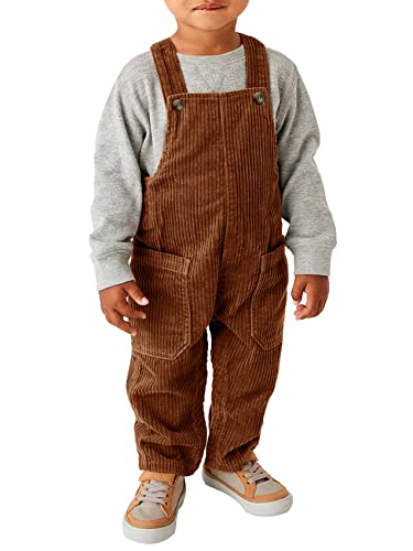 Ciaorbis Kids Girl Boy Corduroy Overall Solid One-Piece Pants with 2 Pocket Suspender Trousers 4-6Years