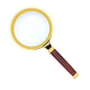 kadaon 10x handheld magnifier antique mahogany handle magnifier reading magnifying glass for reading book, inspection, coins, insects, rocks, map, crossword puzzle