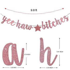 Yee Haw Bitches Banner, Rose Gold Glitter Nashville Bachelorette Banner, Bridal Shower, Glitter Hen Party, Bachelorette Party Decorations (Pre-Strung).