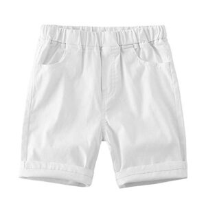 ziweistar toddler kids summer cotton comfort soft baby sport jogger shorts boys girls casual uniform pants with pockets 2-8y white