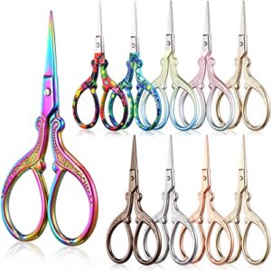 3.6 inch embroidery scissors stainless steel craft scissors small sewing scissors cross stitch gold scissors flower printed sewing diy tool for needlework artwork sewing(modern colors,10 pieces)