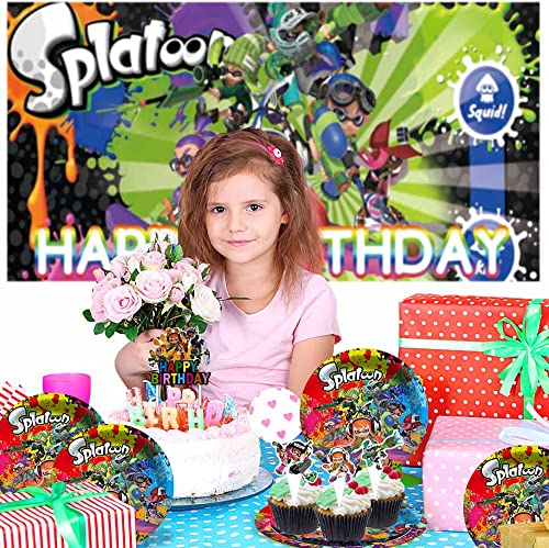 Splatoon Party Supplies Decorations Birthday Plates Cake Topper Backdrop Banner Decor