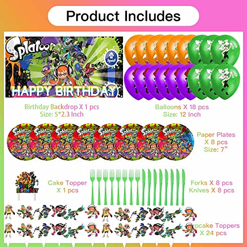 Splatoon Party Supplies Decorations Birthday Plates Cake Topper Backdrop Banner Decor