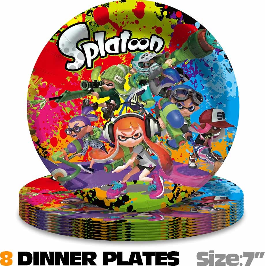 Splatoon Party Supplies Decorations Birthday Plates Cake Topper Backdrop Banner Decor