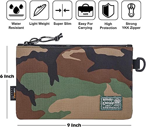 Rough Enough Aesthetic Pencil Case Organizer for Adult with Zipper Cordura Camo