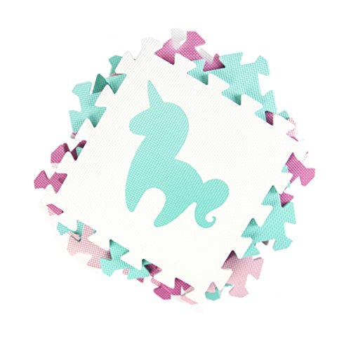 Tadpoles Baby Play Mat, Kid's Puzzle Exercise Play Mat – Soft EVA Foam Interlocking Floor Tiles, Cushioned Children's Play Mat, 16pc, Unicorns and Rainbows, Pink, 50x50