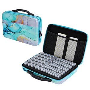 vtyhyj diamond painting storage case with tools 70 slots diamond art accessories kit shock-proof carrying bag container with round and square beads organizer, funnel, tays, pens (light green)