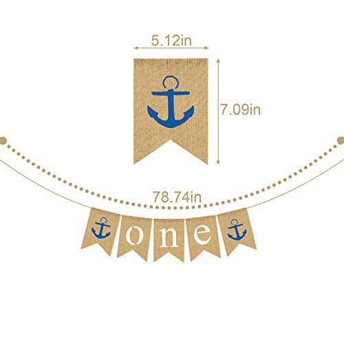 Rainlemon Nautical Boy 1st Birthday High Chair Banner Anchor Sailor One Highchair Bunting Garland Decoration