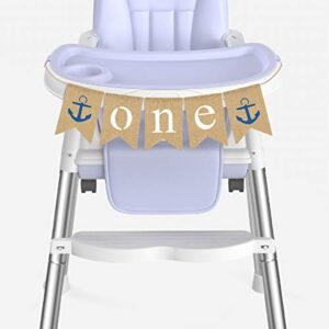 Rainlemon Nautical Boy 1st Birthday High Chair Banner Anchor Sailor One Highchair Bunting Garland Decoration