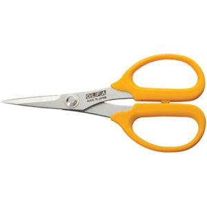 olfa 5″ straight edge stainless steel scissors (scs-4) – 5 inch multi-purpose heavy duty precision scissors w/ sharp blades & comfort grip for home, fabric, sewing, paper, garden
