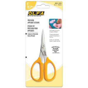 OLFA 5" Straight Edge Stainless Steel Scissors (SCS-4) - 5 Inch Multi-Purpose Heavy Duty Precision Scissors w/ Sharp Blades & Comfort Grip for Home, Fabric, Sewing, Paper, Garden