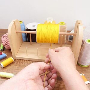 PhantomSky Wooden Spinning Yarn, Thread Holder/Thread Rack with 1 Horizontal and 8 Vertical Spindles - for Sewing, Quilting, Embroidery, Hair-braiding, DIY Making