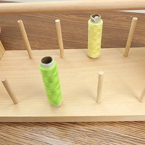 PhantomSky Wooden Spinning Yarn, Thread Holder/Thread Rack with 1 Horizontal and 8 Vertical Spindles - for Sewing, Quilting, Embroidery, Hair-braiding, DIY Making