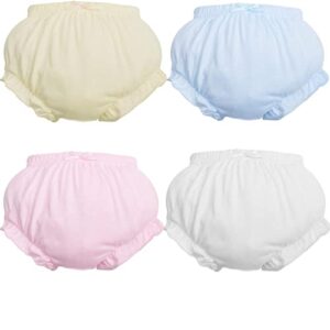 newborn toddler baby girls underwear 4 pack, soft briefs-adorable bloomers panties shorts for baby girls washable reusable diaper cover