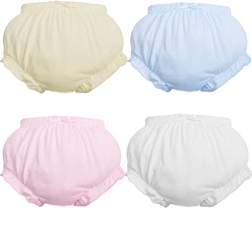 Newborn Toddler Baby Girls Underwear 4 Pack, Soft Briefs-Adorable Bloomers Panties Shorts for Baby Girls Washable Reusable Diaper Cover