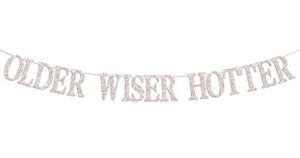 rose gold glitter older wiser hotter banner, death to my youth 30th birthday banner decorations, funny 30th birthday party decorations for women