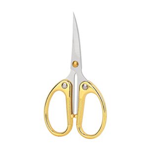 aemoe 4.5 inch cute embroidery scissors with curved tip for sewing, small stainless steel sharp scissors craft shear for diy craft art work sewing handicrafts needlework tool and daily use gold