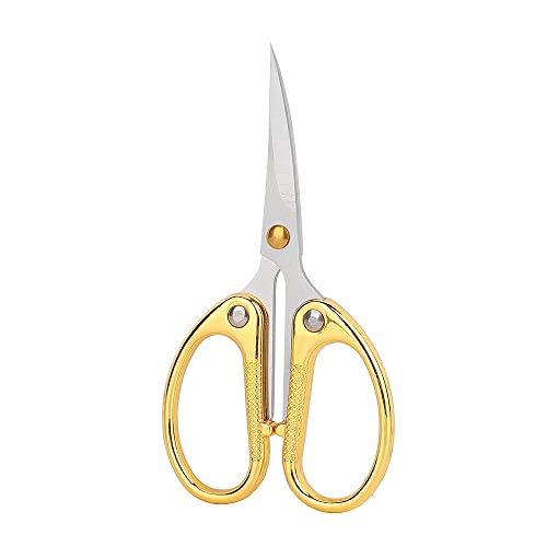 Aemoe 4.5 Inch Cute Embroidery Scissors with Curved Tip for Sewing, Small Stainless Steel Sharp Scissors Craft Shear for DIY Craft Art Work Sewing Handicrafts Needlework Tool and Daily Use Gold