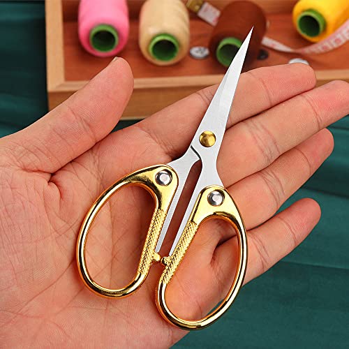 Aemoe 4.5 Inch Cute Embroidery Scissors with Curved Tip for Sewing, Small Stainless Steel Sharp Scissors Craft Shear for DIY Craft Art Work Sewing Handicrafts Needlework Tool and Daily Use Gold