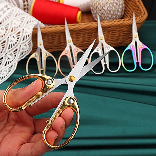 Aemoe 4.5 Inch Cute Embroidery Scissors with Curved Tip for Sewing, Small Stainless Steel Sharp Scissors Craft Shear for DIY Craft Art Work Sewing Handicrafts Needlework Tool and Daily Use Gold