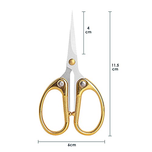 Aemoe 4.5 Inch Cute Embroidery Scissors with Curved Tip for Sewing, Small Stainless Steel Sharp Scissors Craft Shear for DIY Craft Art Work Sewing Handicrafts Needlework Tool and Daily Use Gold