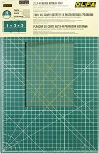 olfa 35″ x 70″ connecting grid rotary cutting mat set (rm-clips/3) – self healing double sided 35×70 inch cutting mat with grid for fabric & sewing, designed for use with rotary cutters (green)
