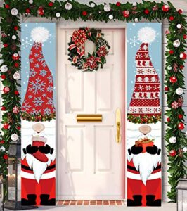 merry christmas hanging banner porch sign with pattern santa claus christmas tree snow cap gift banner for home yard indoor outdoor wall door christmas party decorations 72″x12″
