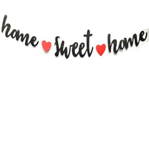 Home Sweet Home Black Glitter Hanging Sign Banner- Welcome Back Sweet Home Banner, Home from War Banner, Military Welcome Back Sweet Home Banner