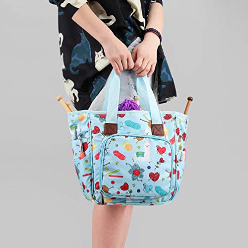 EXCEART Yarn Storage Knitting Bag Sewing Embroidery Project Handbag Crochet Hooks Knitting Needles and Accessories Organizer