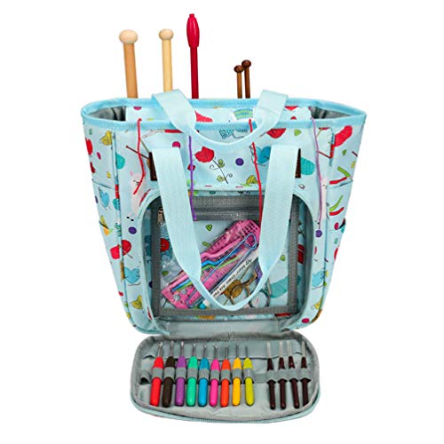 EXCEART Yarn Storage Knitting Bag Sewing Embroidery Project Handbag Crochet Hooks Knitting Needles and Accessories Organizer