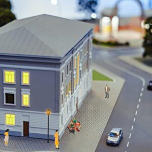 64 Pcs Railway Scenery Model Trains Architectural 1: 50 Scale Painted Figures Include Miniature People Mini Cars Light Lamp Bench Lawn White Colored Lines Trees Train Accessories for Micro Scene DIY