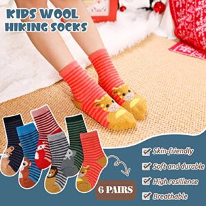 Kids Girls Boys Warm Wool Socks Super Soft Winter Thick Cute Animal Childrens Toddler Thermal Casual Crew Socks (6 Pairs Stripe Animal, 1-3 Years)