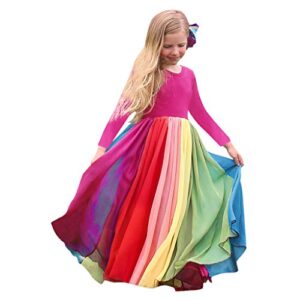 kids baby toddler girls princess dress rainbow splice pageant gown birthday party dresses for 1-5 years old (2-3 years old, hot pink)
