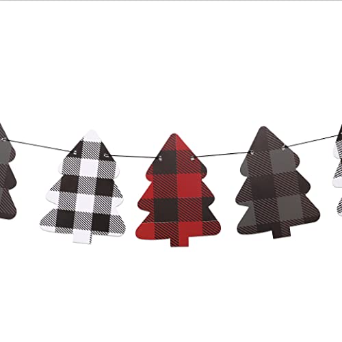 WAWOO Buffalo Plaid Garland for Christmas Tree - Lumberjack Hanging Bunting Banner, Buffalo Plaid Fireplace Garland, Indoor Outdoor Decoration, Photo props, Buffalo Plaid Decor