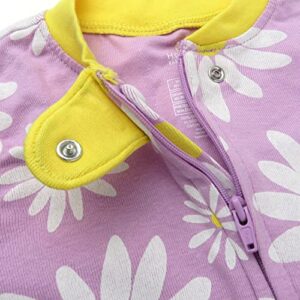 HonestBaby Baby 2-Pack Organic Cotton Snug-Fit Footed Pajamas, Jumbo Daisy Lavender, 12 Months